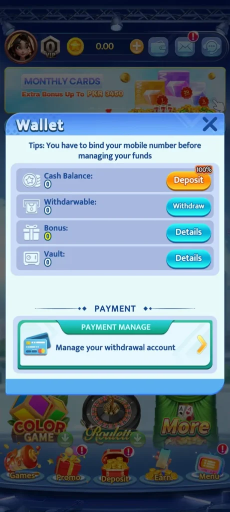 Svip Club Deposit and Withdrawal